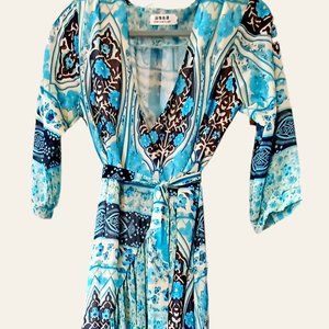 Bohemian Wrap Maxi dress, 3/4 sleeve, M